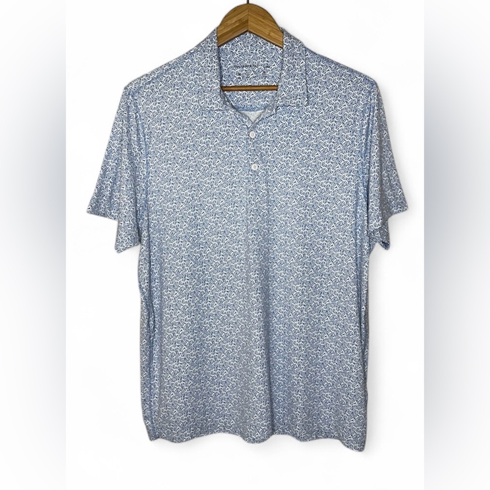Abercrombie & Fitch Polo Blue and White Cocktail Patterned Men's Shirt Sz Large